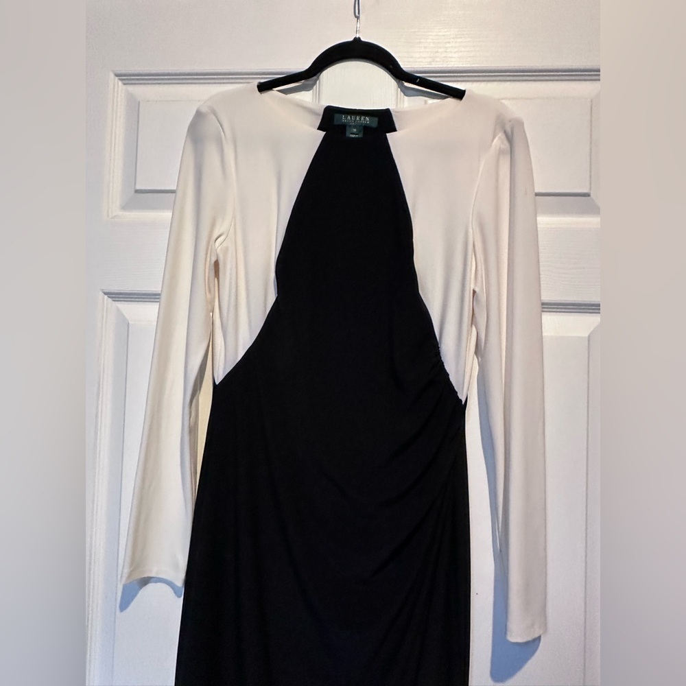 Lauren Ralph Lauren Long Sleeve Two-Toned White Black Polyester
Dress Sz 10 - Picture 2 of 3